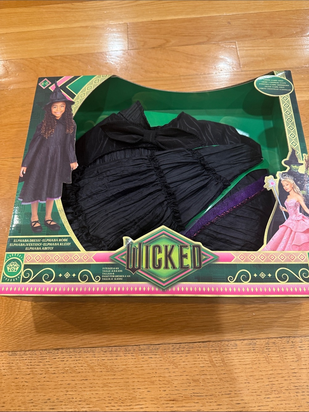 NWT wicked girl Elphaba costume size 4-6X.